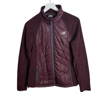 New Balance Performance Polar Fleece Quilted Run Jacket In Burgundy W1880 Sz M